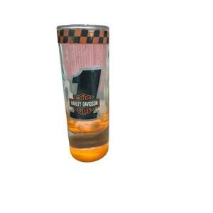 Harley Davidson 1 Number One Checkered Shooter Shot Glass 4”